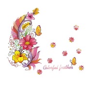 Samolepky na stenu Flowers Feather WS-0286 Samolepky na stenu Flowers Feather WS-0286