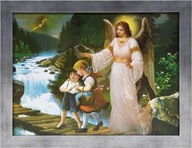 OBRAZ 35x45 STRIEBORNÝ RÁM ANJEL STRÁŽNY OBRAZ 35x45 STRIEBORNÝ RÁM ANJEL STRÁŽNY