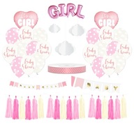 Skvelá sada dekorácií pre dievčenskú Baby Shower Skvelá sada dekorácií pre dievčenskú Baby Shower
