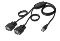Konvertor/Adaptér USB 2.0 na 2x RS232 (DB9) s káblom USB A M/Ż, dĺžka 1,5 m