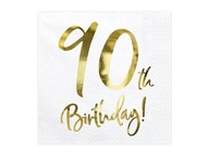 '90th Birthday' obrúsky k 90. ​​narodeninám, biele, 33