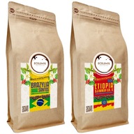 Sada kávových zŕn 2x1kg Brazília + Etiópia 100% Arabica - čerstvo pražená Sada kávových zŕn 2x1kg Brazília + Etiópia 100% Arabica - čerstvo pražená