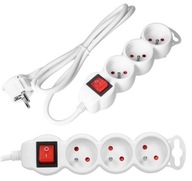 Virone Strip Predlžovací kábel 3 Ways Flat Plug Switch 5 m White Virone Strip Predlžovací kábel 3 Ways Flat Plug Switch 5 m White