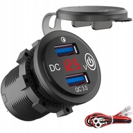 NABÍJAČKA NAPÁJANIE 2x USB QC3.0 VOLTMETER 3A 24V