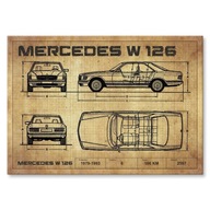 Plagát darček plechové auto auto Mercedes W 126