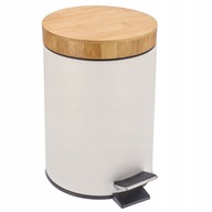 Kovový kúpeľňový kôš s pedálom + bambus 3L