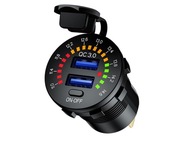 Vstavaná nabíjačka USB QC3.0 + USB 6A s voltmetrom a mecha spínačom Vstavaná nabíjačka USB QC3.0 + USB 6A s voltmetrom a mecha spínačom