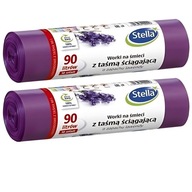Vrecká na odpadky Stella s páskou s 90 l levanduľovým zápachom (10 kusov) x 2 Vrecká na odpadky Stella s páskou s 90 l levanduľovým zápachom (10 kusov) x 2