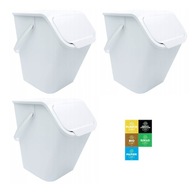 Biely triediaci kôš, 3x25l nádoba + nálepky Biely triediaci kôš, 3x25l nádoba + nálepky