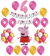 Sada 4 ks narodeninových balónov s menom Peppa Pig Sada 4 ks narodeninových balónov s menom Peppa Pig