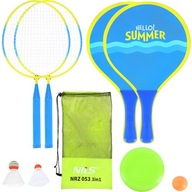 BADMINTONOVÝ SET NA PLÁŽ, RAKETY FRIZBI LOTOKI BADMINTONOVÝ SET NA PLÁŽ, RAKETY FRIZBI LOTOKI