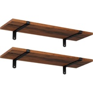 Masívne rustikálne 2 police 60 cm hnedá a čierna MDF Masívne rustikálne 2 police 60 cm hnedá a čierna MDF