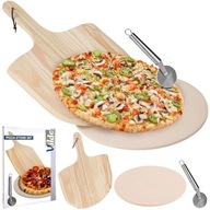 Kameň NA PEČENIE PIZZY, šamot + lopatka, nôž Kameň NA PEČENIE PIZZY, šamot + lopatka, nôž