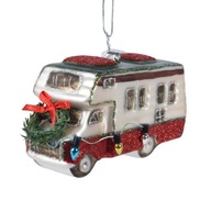 Sklenená guľa - vianočný karavan