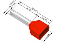 Izolovaný konektor, objímka 2x1,0/8, červená Izolovaný konektor, objímka 2x1,0/8, červená