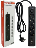 PREDLŽOVACÍ NAPÁJACÍ PÁS 4 ZÁSUVKY 2m 4x USB NABÍJAČKA 3x1,5MM² LED PREDLŽOVACÍ NAPÁJACÍ PÁS 4 ZÁSUVKY 2m 4x USB NABÍJAČKA 3x1,5MM² LED