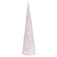 Biely tkaný kužeľový VIANOČNÝ STROMČEK s LED svetielkami, vianočná dekorácia, 80 cm