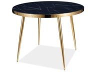 Stôl CALVIN 100x100 čierny mramor/zlato SIGNAL