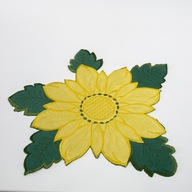 vyšívaný obrúsok, kruh 40 cm, žltý kvet
