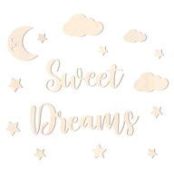 Boho drevený nápis Sweet Dreams dekor mesiac hviezdy oblaky Boho drevený nápis Sweet Dreams dekor mesiac hviezdy oblaky