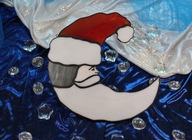 Vianočná dekorácia z farebného skla Moon Santa Claus