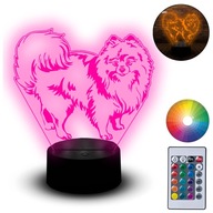 LED Nočné svetlo soška RGB 3D gravírovanie Pes Spitz Plemeno zvierat