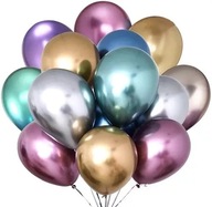 Farebné metalické balóny CHROME, 100 ks, mix chrómových dekorácií Farebné metalické balóny CHROME, 100 ks, mix chrómových dekorácií