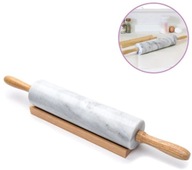 MRAMOROVÝ ŤAŽKÝ KUCHYŇSKÝ VALEC NA KAMEŇ NA CESTO SO STOJANOM 46CM, BIELY MRAMOROVÝ ŤAŽKÝ KUCHYŇSKÝ VALEC NA KAMEŇ NA CESTO SO STOJANOM 46CM, BIELY