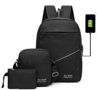PÁNSKY DÁMSKY BATOŽNOVÝ SET 3V1 ČIERNA KAPACITA USB PÁNSKY DÁMSKY BATOŽNOVÝ SET 3V1 ČIERNA KAPACITA USB