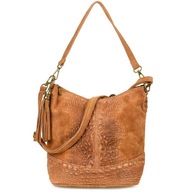 Dámska semišová croco messenger taška CAMEL Dámska semišová croco messenger taška CAMEL