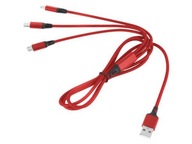 Kábel USB 3v1 - USB typ C micro USB Lightning 1m