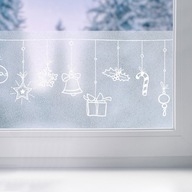 Okenná fólia Vitráž Vianočné sklo Vzor na okná Vianočná girlanda Zima