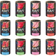 RAFI Mix Flavors Mokré krmivo pre psov 12 x 400 g bezobilné krmivo pre psov