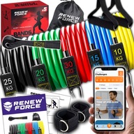 Posilňovacie gumičky na fitness cvičenie Tréningová gumička do 100 kg + 5 rúčok Posilňovacie gumičky na fitness cvičenie Tréningová gumička do 100 kg + 5 rúčok