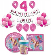 BARBIE Balóniky Dekorácie Set 4th Birthday Name BARBIE Balóniky Dekorácie Set 4th Birthday Name