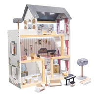 MDF drevený domček pre bábiky + nábytok 78cm čierny