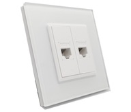 ZÁSUVKA LAN RJ45 dvojitá SKLENENÁ ZÁSUVKA, BIELA ZÁSUVKA LAN RJ45 dvojitá SKLENENÁ ZÁSUVKA, BIELA