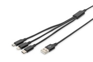 USB kábel 3v1 USB-C + Lightning + microUSB-B 1m USB kábel 3v1 USB-C + Lightning + microUSB-B 1m