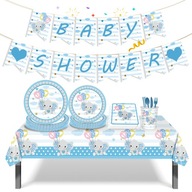 Chlapčenská BABY SHOWER Dekoračná súprava Modré poháre na párty slonov Chlapčenská BABY SHOWER Dekoračná súprava Modré poháre na párty slonov