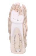 Sadrový svadobný anjel pre pár, biely, so sviečkou, 37 cm