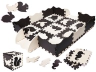 Penová puzzle podložka/ohrádka pre deti, 25 dielikov. čierna a biela