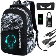 Školský batoh, LUMINOUS, priestranný, 35L, USB, viackomorový, vodotesný + puzdro na ceruzku