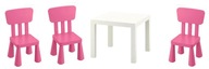 IKEA LACK Table+ MAMMUT Tri detské stoličky IKEA LACK Table+ MAMMUT Tri detské stoličky