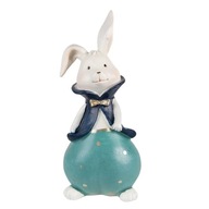 Figúrka zajaca v modrom oblečení 21 cm hlina