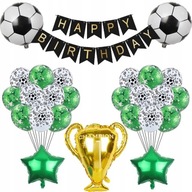 Sada narodeninových balónov futbalový pohár futbalové zelené konfety Sada narodeninových balónov futbalový pohár futbalové zelené konfety
