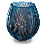 LED váza so vzorom rybej kosti.Námornícka modrá sklenená lampa LED váza so vzorom rybej kosti.Námornícka modrá sklenená lampa