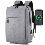 BATOŽNÁ TAŠKA NA LAPTOP 15,6 PALCA VEĽKÁ VODEODOLNÁ S USB PÁNSKA DÁMSKA ŠEDÁ BATOŽNÁ TAŠKA NA LAPTOP 15,6 PALCA VEĽKÁ VODEODOLNÁ S USB PÁNSKA DÁMSKA ŠEDÁ