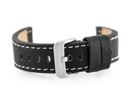 Kožený remienok na hodinky W48 - PREMIUM - čierno/biely - 22mm Kožený remienok na hodinky W48 - PREMIUM - čierno/biely - 22mm