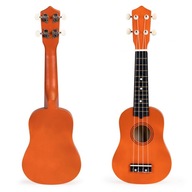 Drevená gitara na ukulele pre deti, 4 nylonové struny