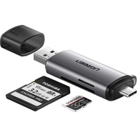 Malá, prenosná čítačka pamäťových kariet SD USB-A / USB-C do vrecka UGREEN Malá, prenosná čítačka pamäťových kariet SD USB-A / USB-C do vrecka UGREEN